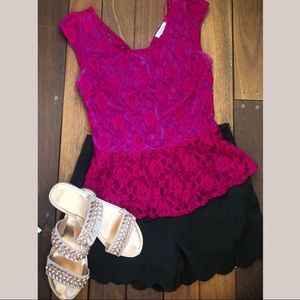 Fuchsia blouse.